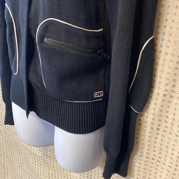 Armani Exchange Zip Up Knit Cárdigan Sweater with White Trim Detailing - Picture 4 of 8